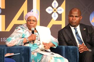 WINDHOEK, 22 September 2025- President Netumbo Nandi-Ndaitwah alongside President of Mozambican Daniel Francisco Chapo during a panel discussion in the USA. (Photo by: Namibian Presidency) NAMPA 