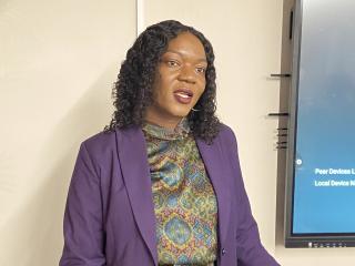 WINDHOEK, 23 September 2025 - The acting Executive Director of the Ministry of Information and Communication Technology, Linda Aipinge, addresses a workshop in Windhoek. (Photo by: Edward Tenete) NAMPA