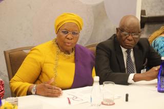 WINDHOEK, 24 September 2025 -  President Netumbo Nandi-Ndaitwah at the Round table Business Breakfast meeting in New York on Wednesday alongside the First Gentlemen  Epaphras Denga Ndaitwah. (Photo by: Contributed) NAMPA
