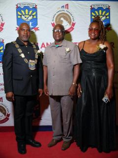 RUNDU, 28 September 2025 - The Kavango East Regional leadership posing for pictures during the Rundu Trade Fair Fundraising Gala Dinner in Rundu on Saturday. (Photo Contributed) NAMPA 
