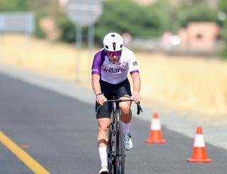WINDHOEK, 05 October 2025  – Junior cyclist Roger Suren while crossing the line in the A1 highway during the 26th edition of the Namibian Cycle Classic that saw over 500 riders, who competed across three categories: 25 kilometres (km), 60km, and 100km. Suren was crowned winner of the elite men's category. (Photo by: Hesron Kapanga) NAMPA
