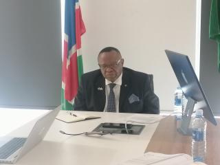 OTJIWARONGO, 09 October 2025 - The Otjozondjupa Governor, Julius //Khamuseb speaks on Thursday morning during a courtesy visit by senior officials of the Ministry of Education, Innovation, Youth, Sports, Arts and Culture from Windhoek on their assessment of further study infrastructure present in the region. The education delegation was headed by the Senior Education Officer, Dr Josephina Jekonia. (Photo by: Mulisa Simiyasa) NAMPA 