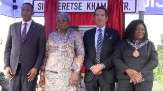 WINDHOEK, 09 October 2025 - Pictured here are (from left) Botswana's President Duma Boko; President Netumbo Nandi-Ndaitwah; former President of Botswana Seretse Khama Ian Khama and Windhoek Mayor Ndeshihafela Larandja, during the renaming of Feld Strasse in Windhoek in honour of Sir Seretse Khama. (Photo by: Filemon Haininga) NAMPA