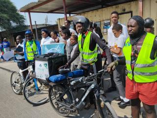 KATIMA MULILO, 15 October 2025 - Riding to COP 30, the three cyclists, 30-year-old Derrick Kidarasi from Kenya, 30-year-old Dean Meekson from Zambia and 24-year old Enock Kitheka from Kenya have cycled over 3 200 kilometers from Kenya to the Wenela border post in Namibia on electric bicycles in an effort to send a clear message on ways to develop strategies for reducing emissions via what they term green transportation.

(Photo: Michael Mutonga Liswaniso) NAMPA 