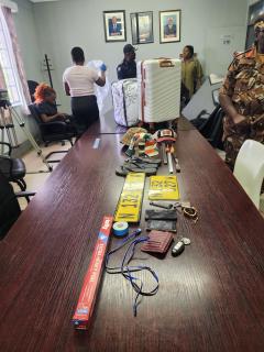 WINDHOEK, 16 OCTOBER 2025 - Items recovered by the Namibian Police (Nampol) in connection to the Mazda Demio robberies in Windhoek. (Photo by: Molly Weyulu) NAMPA 