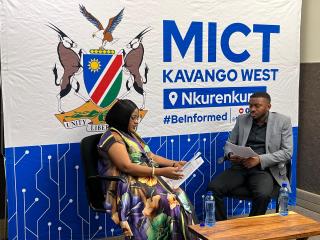 NKURENKURU, 20 October 2025- The Kavango West Governor, Verna Sinimbo during the live discussion on Government Information Centre (GIC) at MICT Kavango West on Monday, towards World Food Day event preparations.
(photo: Lylie Joel)
NAMPA