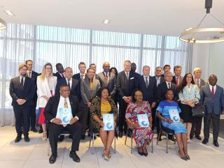 Windhoek, 22 October 2025 - (L-R) Deputy Minister of International Relations and Trade, Jenelly Matundu, Minister of International Relations and Trade, Selma Ashipala-Musavyi, Executive Director of the Ministry of International Relations and Trade Ndiitah Nghiipondoka-Robiati with stakeholders at the the launch of the MIRT strategic plan. (Photo: Negumbo Ali) Nampa
