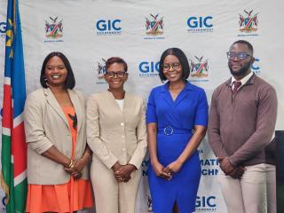 WINDHOEK, 03 NOVEMBER 2025 - Health experts pose for a photo during an information sharing session. From (L) Doctor Frieda Shigwedha (NMRC), Doctor Penehafo Haitamba-Shindume, GIC host Hileni Amunyela-Philipus, Fudeni Ndahangoudja. NAMPA
