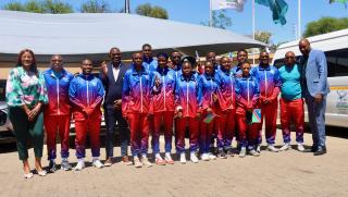 WINDHOEK, 11 November 2025 - Athletes representing the Namibia Deaf Sport Federation (NDSF), officials and members of the Namibia Sports Commission pictured during the team sending-off ceremony to Japan to compete in their maiden Deaflympics. (Photo by: Hesron Kapanga) NAMPA