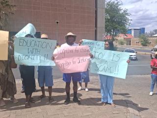 WINDHOEK, 13 November 2025 - Over 100 students from the Institute for Open Learning petitioned the institution, requesting the prompt marking of their August/September 2025 examination scripts. (Photo by: Uakutura Kambaekua) NAMPA.