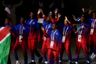 TOKYO, 15 November 2025 - Namibian athletes with hearing imparment parading the national flag during the opening ceremony of the 25th edition of the Deaflympics Summer Games at the Tokyo Metropolitan Gymnasium in Tokyo, Japan. (Photo by: Hesron Kapanga) NAMPA