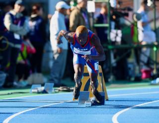 TOKYO, 17 November 2025 - Namibian sprinter with a hearing impairment Elifas Nghikevali leaving the starting blocks at the Komazawa Olympic Park General Sports Ground Athletic Field in Tokyo, Japan during the 400m heats at the 2025 Deaflympic Games. (Photo by: Hesron Kapanga) NAMPA