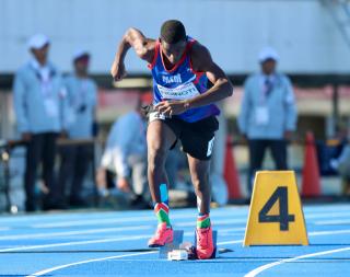 TOKYO, 17 November 2025 - Namibian sprinter with a hearing impairment Shitaleni Abraham Ndinoti while in action at the Komazawa Olympic Park General Sports Ground Athletic Field in Tokyo, Japan during the 400m heats at the 2025 Deaflympic Games. (Photo by: Hesron Kapanga) NAMPA