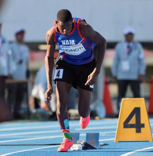 TOKYO, 17 November 2025 - Namibian sprinter with a hearing impairment Shitaleni Abraham Ndinoti in action at the Komazawa Olympic Park General Sports Ground Athletic Field in Tokyo, Japan during the 400m heats at the 2025 Deaflympic Games. (Photo by: Hesron Kapanga) NAMPA