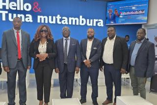 DIVUNDU,18 November 2025- Official delegates and the Minister of Information and Communications Technology (MICT), Emma Theofelus, at the official opening of the MTC mobile home in Divundu on Monday. (Photo: Contributed) 