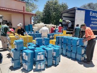 OTAVI, 19 November 2025 - A section of ballot boxes containing ballot books to be used in the 2025 Regional Councils and Local Authorities elections in the Otjozondjupa Region seven constituencies pictured at the Otavi Police Station on Wednesday afternoon. (Photo by: Mulisa Simiyasa) NAMPA 