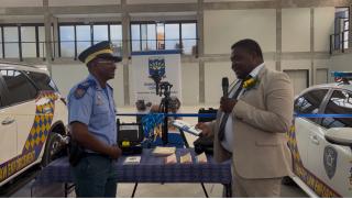 RUNDU, 20 November 2025 - The Chairperson of the Kavango East Regional Council Damian Maghambayi together with the new head of the traffic law enforcement unit looking on. (Photo by: Sawi Hausiku) NAMPA 