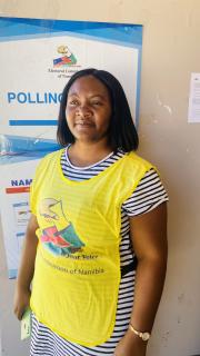 OSHAKATI, 24 November- Helena Nghishihange is the ECN presiding officer at the Oshakati Police Station polling station in the Oshakati West Constituency, Oshana Region. (Photo by: Ester Hakaala) NAMPA
