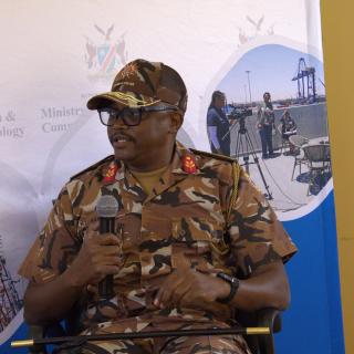 WINDHOEK, 24 NOV (NAMPA) - Oshana Police Regional Commander Commissioner Naftal Lungameni Sakaria say the law enforcement is ready to ensure peace and security during the elections (Photo: Andreas Thomas) NAMPA