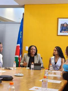 WINDHOEK, 24 NOV (NAMPA) - Head of Marketing at Namibia Tourism Board (NTB), Charmaine Matheus pictured with Miss Earth Namibia 2025, Selma Kamanya. (Photo by: Molly Weyulu) NAMPA 