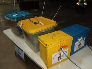 KATIMA MULILO, 24 November 2025 - All ballot boxes were sealed and booked in at the Zambezi regional police headquarters after the Special Voting exercise on Monday. The boxes will only be booked out for counting on Wednesday after the Regional Councils and Local Authorities Elections.
(Photo: Michael Mutonga Liswaniso) NAMPA
