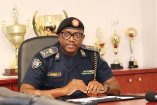 OSHAKATI, 18 November 2025 - NamPol's Oshana reginal commander, Commissioner Naftal Lungameni Sakaria, pictured during a media briefing here on Tuesday. (Photo by: Ester Hakaala) NAMPA 