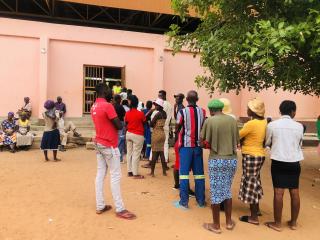 KAPAKO, 26 November 2025- People queuing up at the Mbunza Traditional Authority hall in the Kapako Constituency to cast their votes for the Regional Councils and Local Authorities Elections. (Photo by: Lylie Joel) NAMPA