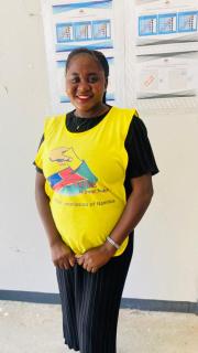 OSHAKATI, 26 November 2025-The presiding officer at the Uukwangula community hall  in the Okatana constituency  presiding presiding officer Evelina Uugwanga. (photo: Ester Hakaala) NAMPA 