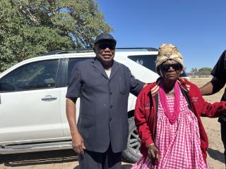 OMHEDI, 26 November- Queen of Oukwayama, Mwadinomho Nelumbu pictured with former Ohangwena governor Sebastian Ndeitunga. (Photo by Eba Kandovazu). NAMPA