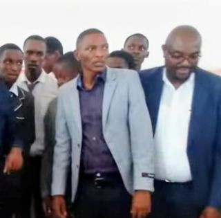 KATIMA MULILO, 30 January 2025 - Simataa Mubonda (left) the chairperson of the Bukalo Village Council pictured earlier this year during the official handover of school mattresses to a school where he also serves as school board chairperson  (Photo by: Michael Mutonga Liswaniso) NAMPA