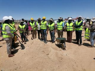 OTJIWARONGO, 02 December 2025 - Ground-breaking for the construction of a new tarred road to Ombili informal settlement and other development projects at Otjiwarongo by government through the Ministry of Urban and Rural Development. Deputy Minister, Evelyn Nawases-Tayele (L) officiated at the event on Tuesday. (Photo by: Mulisa Simiyasa) NAMPA 