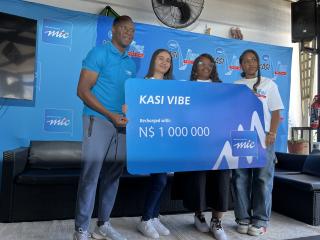 WINDHOEK, 02 DECEMBER - MTC Chief Brand, Marketing, Communications and Sustainability Officer Tim Ekandjo alongside Kasi Vibe festival’s founder, Salmi Shigwedha in Windhoek. (Photo by: Justina Shuumbwa) 
NAMPA