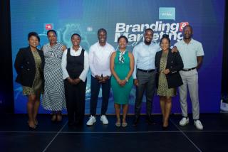 WINDHOEK, 08 December 2025 - MTC content creator winners, alongside MTC Chief of Brand, Marketing, Communications, and Sustainability Tim Ekandjo at the official launch of the 2026 MTC Branding and Marketing Indaba in Windhoek. (Photo: Contributed) 