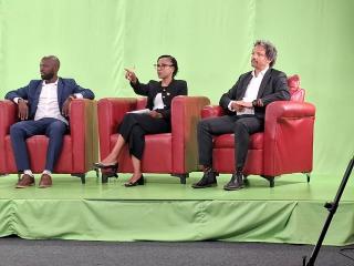 WINDHOEK, 11 December 2025 - The Information Sharing Session on the topic of Namibia hosting the CTBTO integrated field exercise scheduled for next year featured Bufelo Lushetile, chairman of the Inter-Ministerial Committee at the Ministry of Mines and Energy; Magdalena Shipiki, Foreign Relations Officer at the Ministry of International Relations and Trade; and Dr Norton Titus, a diplomat at the Namibian Embassy in Austria specialising in nuclear matters. (Photo by: Uakutura Kambaekua) NAMPA.