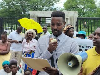 KATIMA MULILO, 15 December 2025 - In a petition that was read by Dobson Kwala, a group of concerned Zambezi residents is calling upon President Netumbo Nandi-Ndaitwah to exercise her constitutional powers and align protocol and other agencies in Namibia to respond and take action against the UDP. (Photo by: Michael Mutonga Liswaniso) NAMPA
