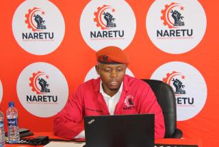 WINDHOEK, 18 December 2025 - The Namibian Revolutionary Transport and Manufacturing Union’s head, Petersen Kambinda pictured during the union’s end-of-year press conference in Windhoek. (Photo: Contributed)