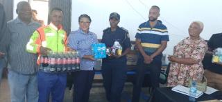 Gibeon Village Council Councilors handing over personal hygien items to inmates and beverages to NamPol 