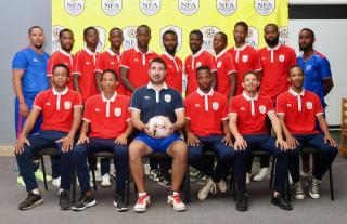 WINDHOEK, 19 January 2026 - Namibia men’s national futsal team poses for a photo during the teams announcement ahead of their fixtures against Kenya. (Photo by: Hesron Kapanga) NAMPA