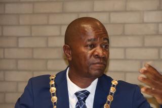 GROOTFONTEIN, 21 January 2026 - Grootfontein Mayor, Morits Gaingob speaks at a meeting on Wednesday afternoon at the municipality chambers. (Photo by: Mulisa Simiyasa) NAMPA 