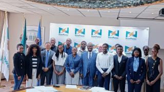 WINDHOEK, 23 January 2026 - NamPower Managing Director, Kahenge Simson Haulofu (C) pictured with the NamPower 2026 bursary recipients. (Photo by: Ali Negumbo) NAMPA