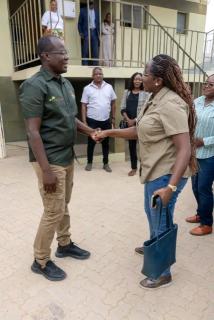 OPUWO, 28 JANUARY 2026- Minister of Information and Communication Technology Emma Theofelus and Kunene Regional Governor Vipuakuje Muharukua at the Governor’s Office in Opuwo during her three-day working visit to the region. (Photo: MICT) NAMPA 