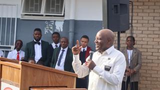 WINDHOEK, 30 January- Prime Minister Elina Ngurare at Hochland Secondary School. (Photo contributed) NAMPA