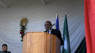 The First Gentleman, Lt. General Epaphras Denga Ndaitwah, at Dr Lemmer Secondary School in Rehoboth on Friday 