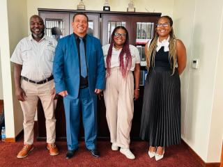 MARIENTAL, 02 February 2026 - MEFT senior officials pictured with Hardap Governor Riaan McNab at the Hardap Regional Council chambers during the MEFT consultations on Monday. (Photo: Contributed)