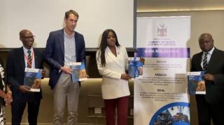 WINDHOEK, 06 February 2026 - Minister of Health and Social Services Dr Esperance Luvindao pictured with stakeholders during launch of the National Digital Health Policy. ( Photo by: Mathilde Kudumo) NAMPA 