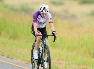 WINDHOEK, 08 February 2026 - Anri Greeff Namibia's 2026 Nedbank Namibia National Road Race champions while in action during the Dordabis road were she broke off from the peloton  and had a dominant display  in the 117 kilometres women race that saw them ride through the new A1 and Dordabis road. (Photo by: Hesron Kapanga) NAMPA
