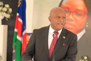 ONAMBANGO, 13 February 2026 - Prime Minister Dr Elijah Ngurare during the official memorial service of the late Ondangwa Public Prosecutor Justine Shiweda at her parent's homestead at the Onambango village in the Oshana region. (Photo by: Ester Hakaala) NAMPA 