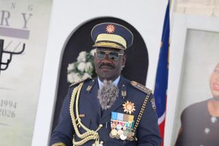 ONAMBANGO,14 February 2026- The Inspector General of the Namibian police force (Nampol) Lieutenant Joseph Shikongo delivering  message of condolences at the funeral of the late Ondangwa regional control prosecutor Justine Shiweda. (photo: Ester Hakaala) NAMPA