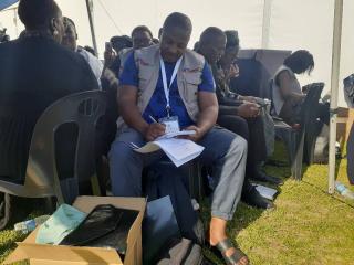 WINDHOEK, 23 FEBRUARY 2026 - Journalist Andreas Thomas busy working. (Photo: Contributed) NAMPA 