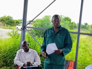 KAENDA, 24 February 2026 - Kaenda Community members spokesperson, Martin Kandela speaks during the official familisation tour to the Kaenda clinic by newly elected constituency councillor for Sibbinda constituency, Matengu Nkando on Tuesday. 

(Photo: Michael Mutonga Liswaniso) NAMPA



